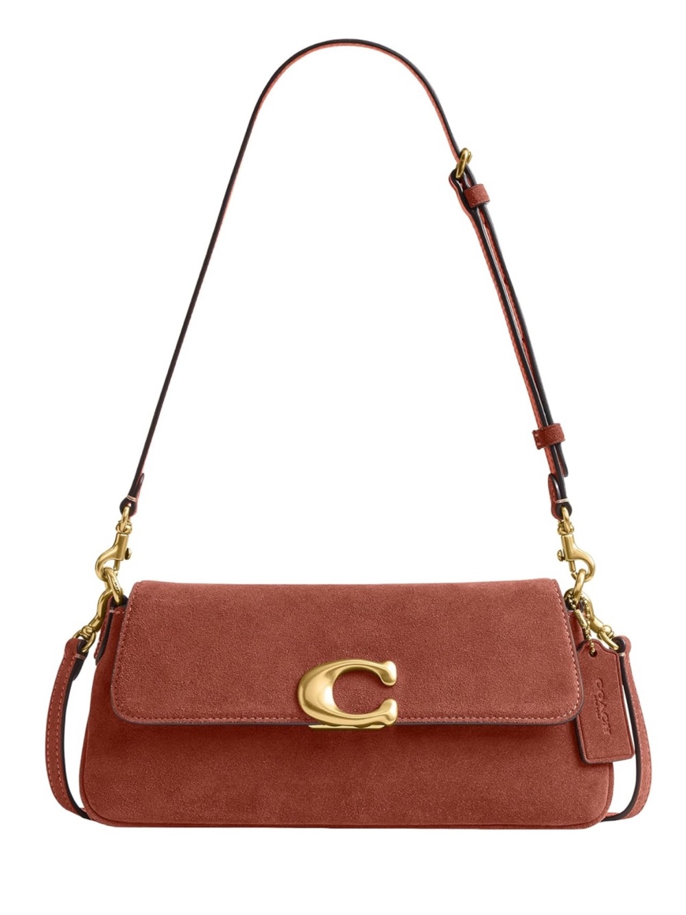 New Coach Clay Suede Jet Shoulder Bag with Gold C Accent
